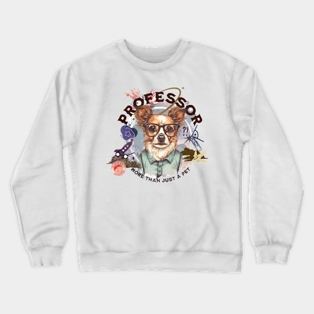 Professor dog - part-time pet logo Crewneck Sweatshirt by Art_dorabox